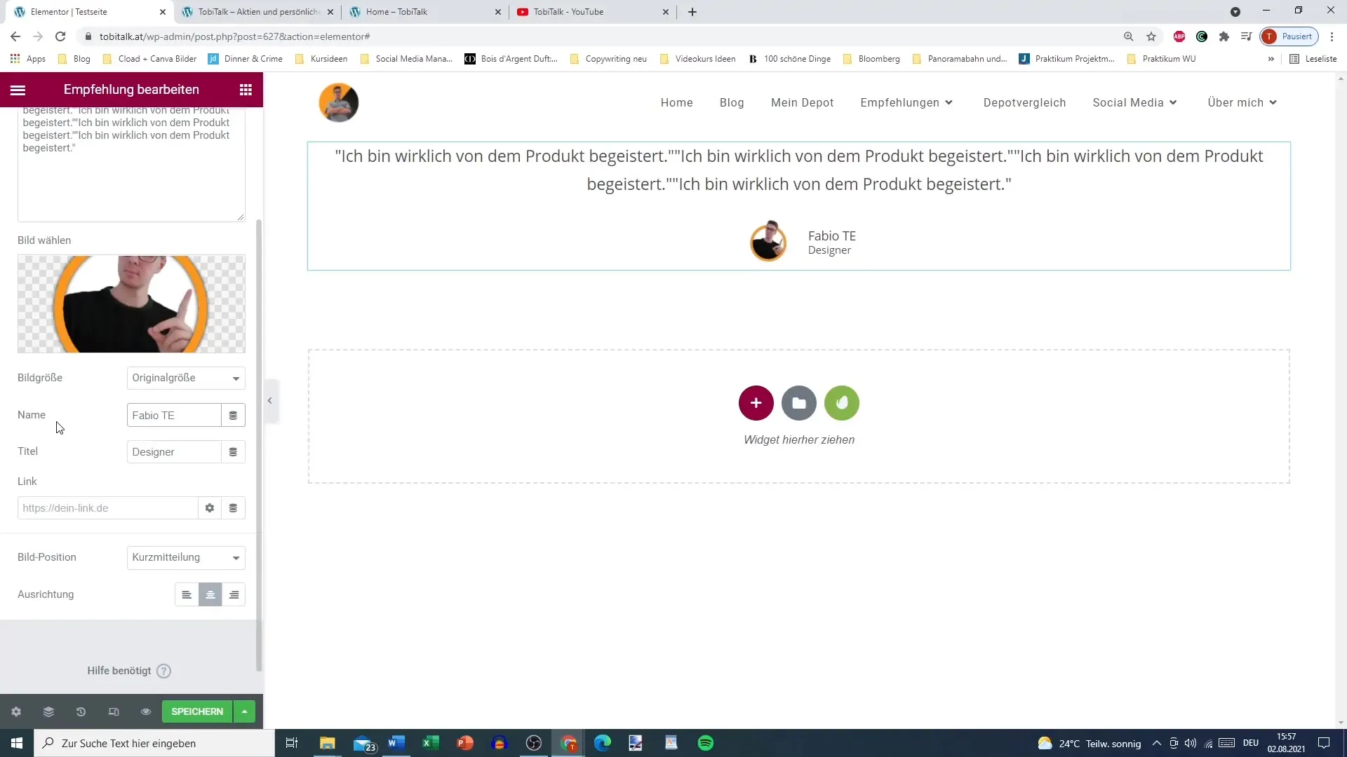 Testimonials mit Elementor gestalten