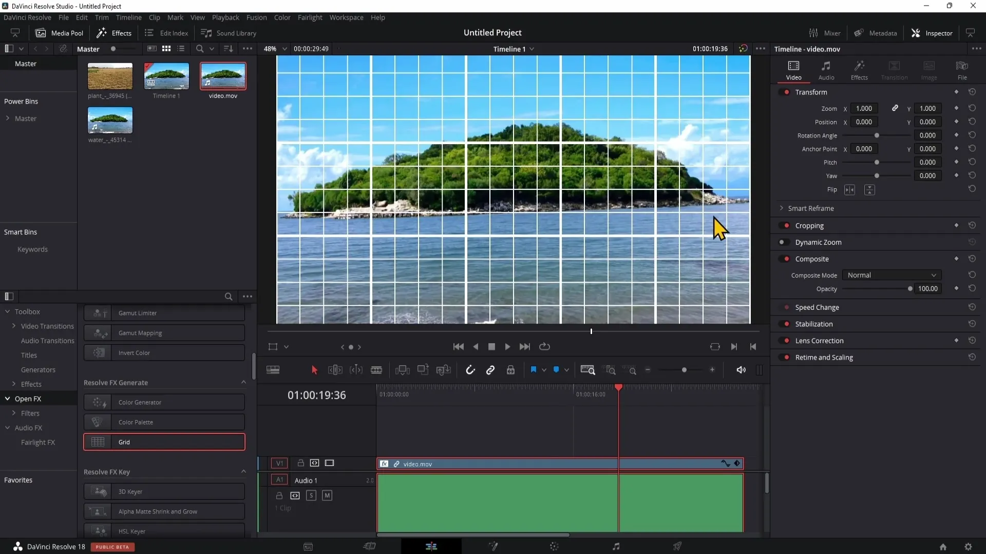 Zarovnání horizontu v DaVinci Resolve: Průvodce krok za krokem
