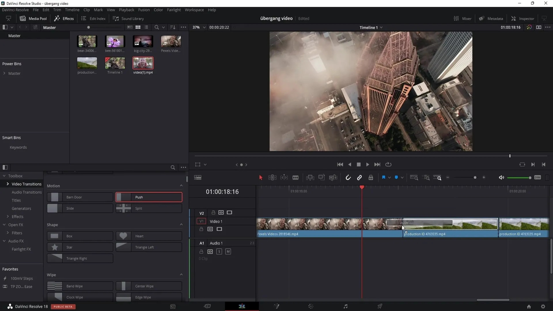 Pracujte kreativně s DaVinci Resolve: Přechody lze snadno vložit
