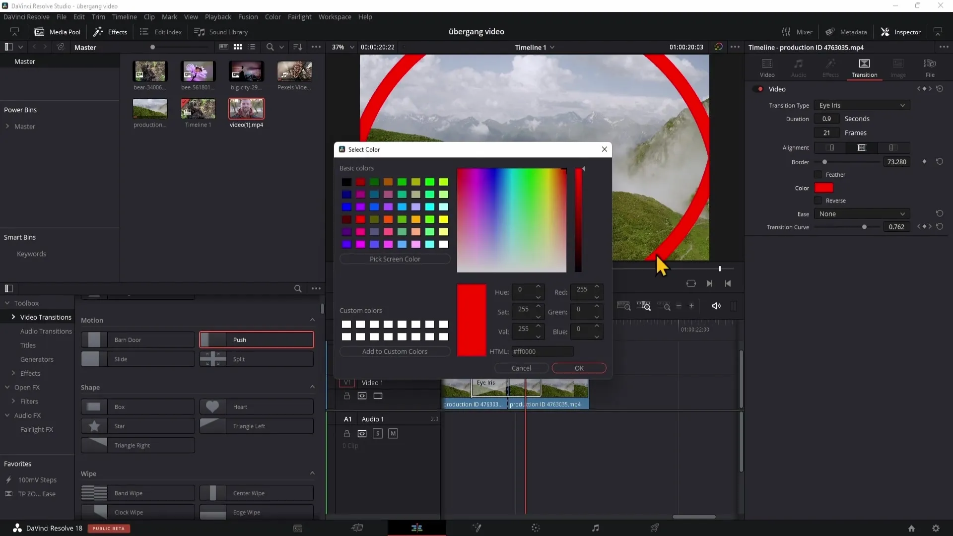 Pracovat kreativně s DaVinci Resolve: Přechody jednoduše vloženy