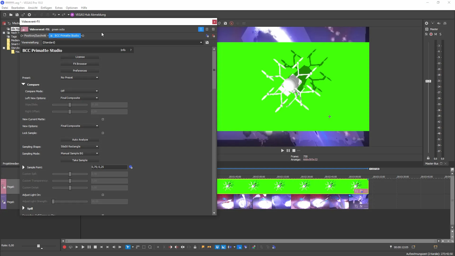 Effektiver Einsatz von Boris FX Primatte Studio in MAGIX VEGAS Pro 19