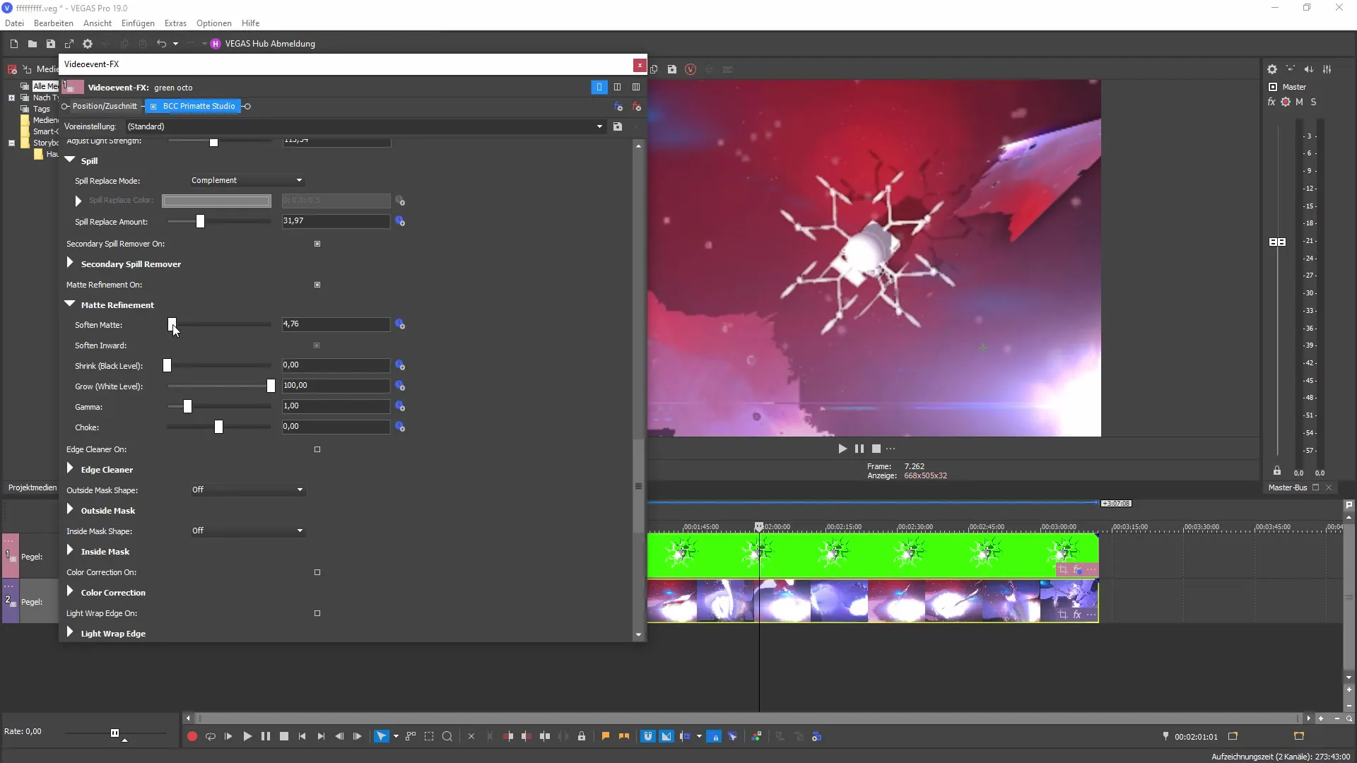 Effektiver Einsatz von Boris FX Primatte Studio in MAGIX VEGAS Pro 19