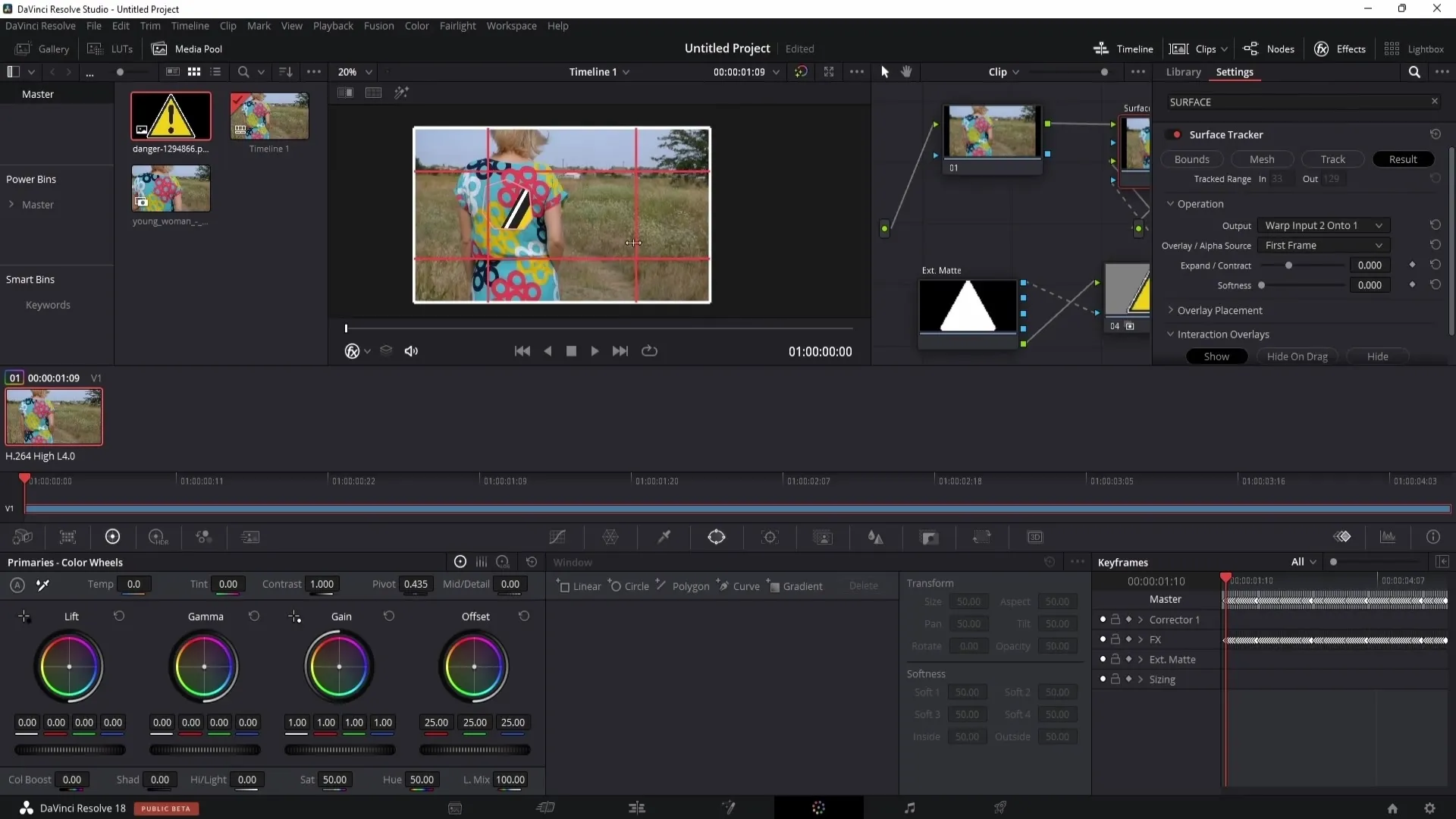 Začleněte logo bezproblémově pomocí nástroje Surface Tracker do aplikace DaVinci Resolve