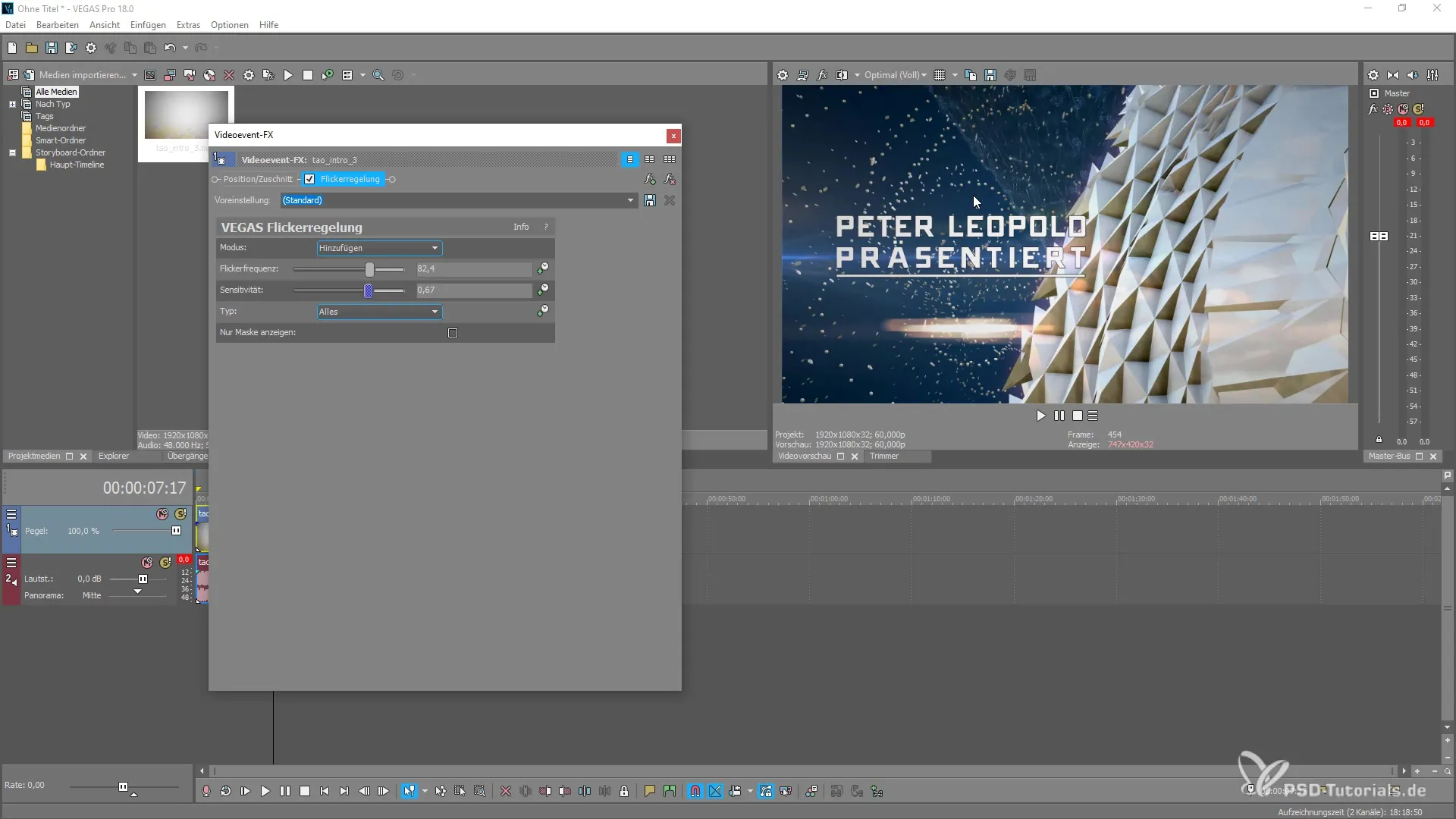 Flicker-Regelung in VEGAS Pro 18 richtig nutzen Flicker-Regelung in VEGAS Pro 18 richtig nutzen