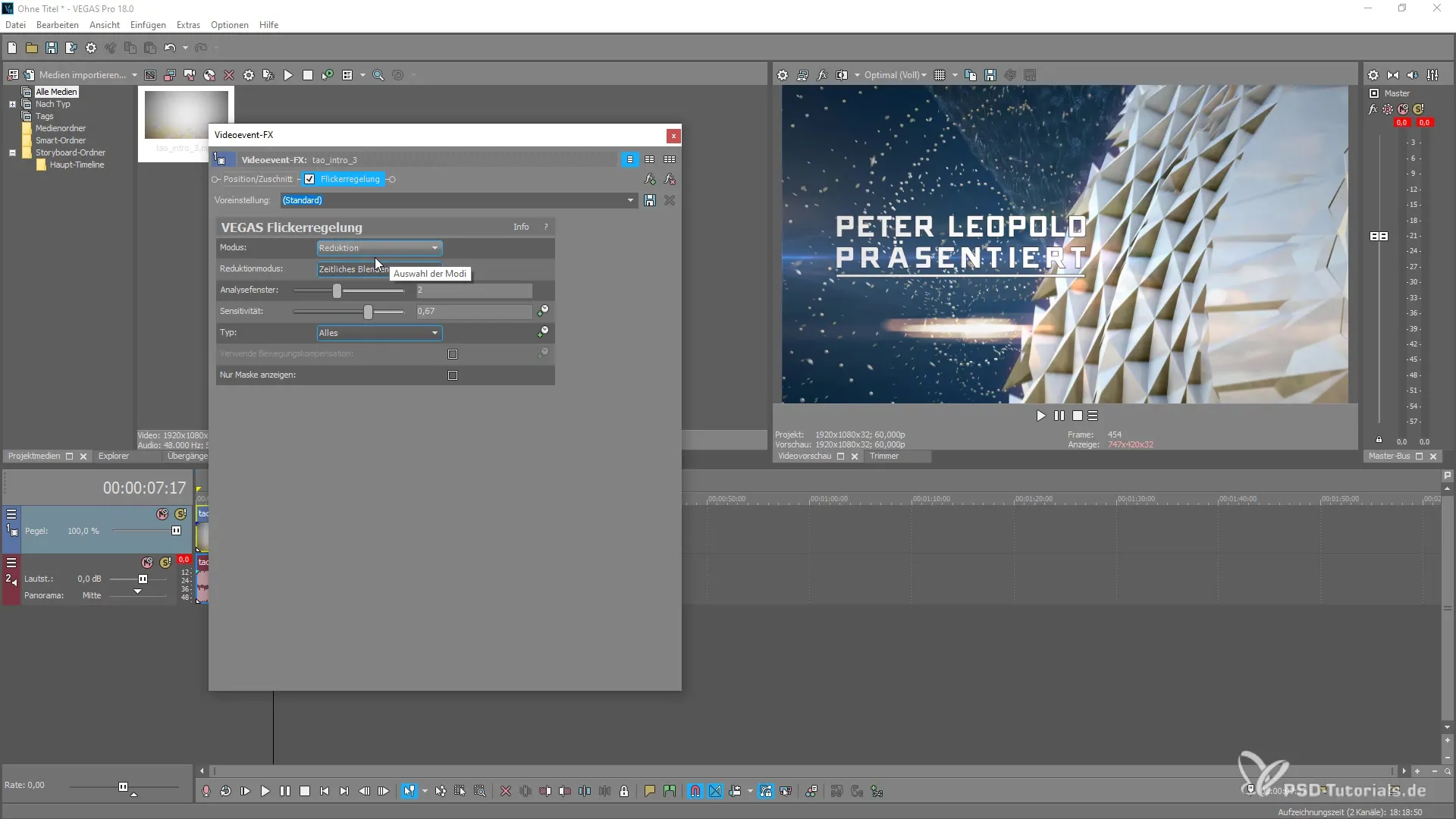 Flicker-Regelung in VEGAS Pro 18 richtig nutzen Flicker-Regelung in VEGAS Pro 18 richtig nutzen