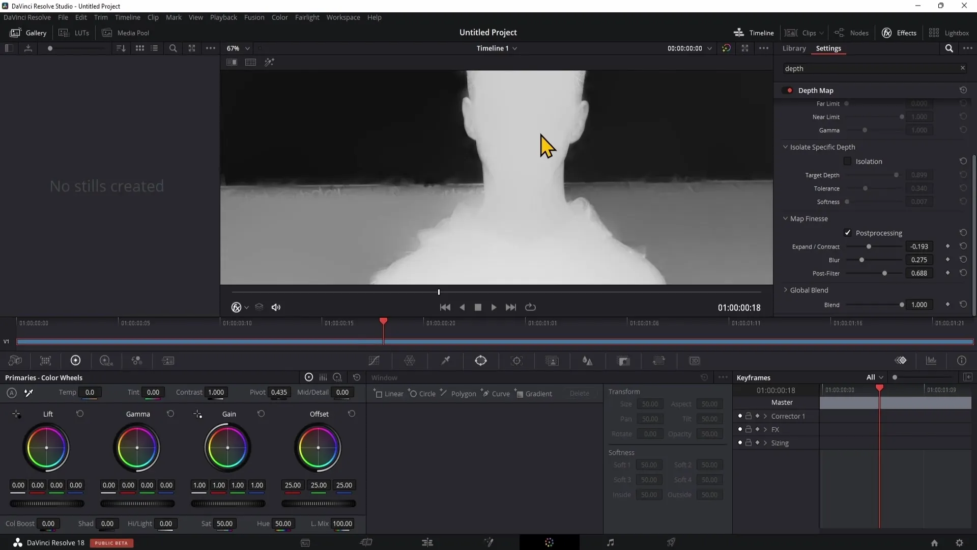 Kreativní efekty s hloubkovou mapou v programu DaVinci Resolve
