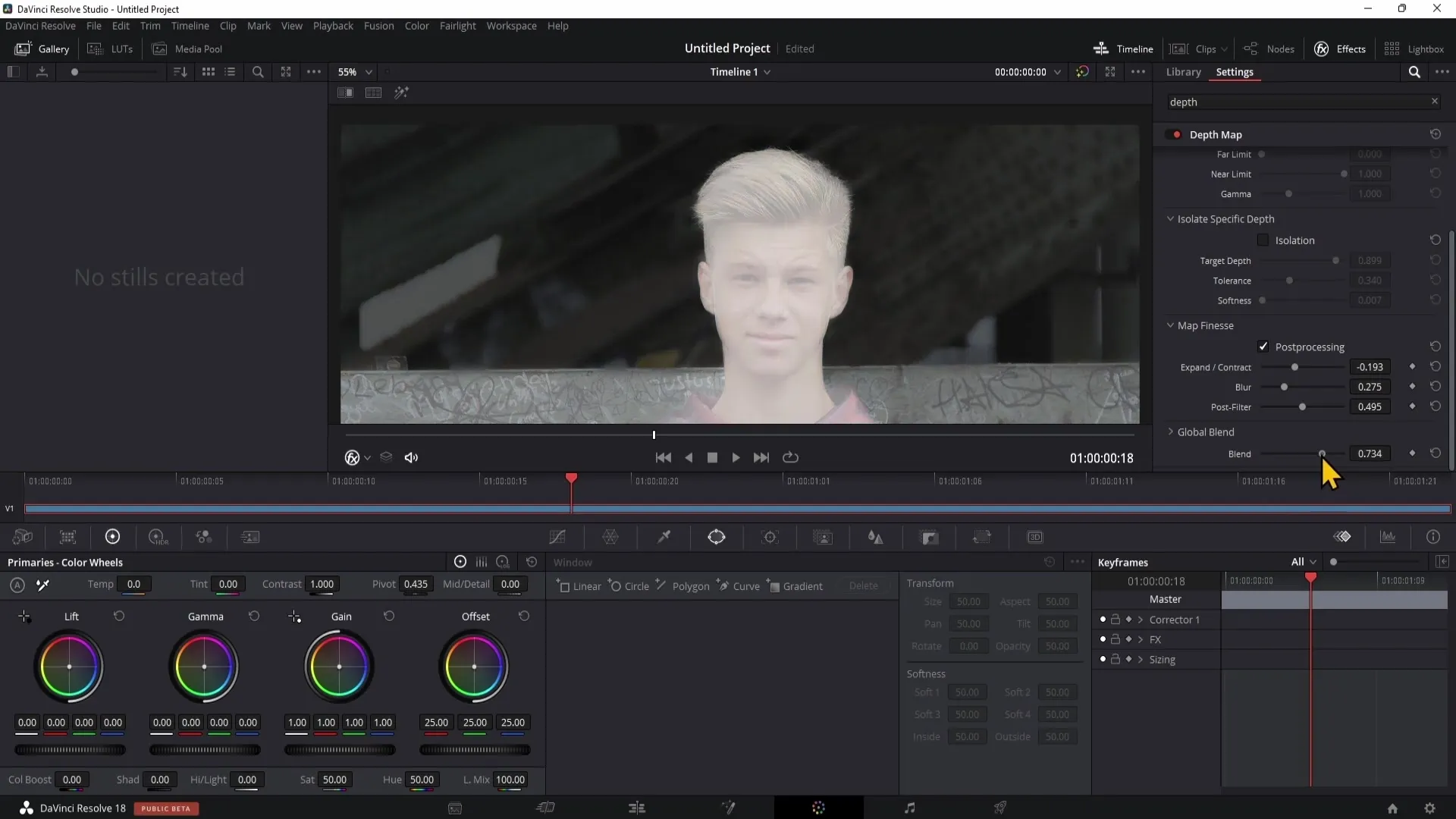 Kreativní efekty s hloubkovou mapou v DaVinci Resolve