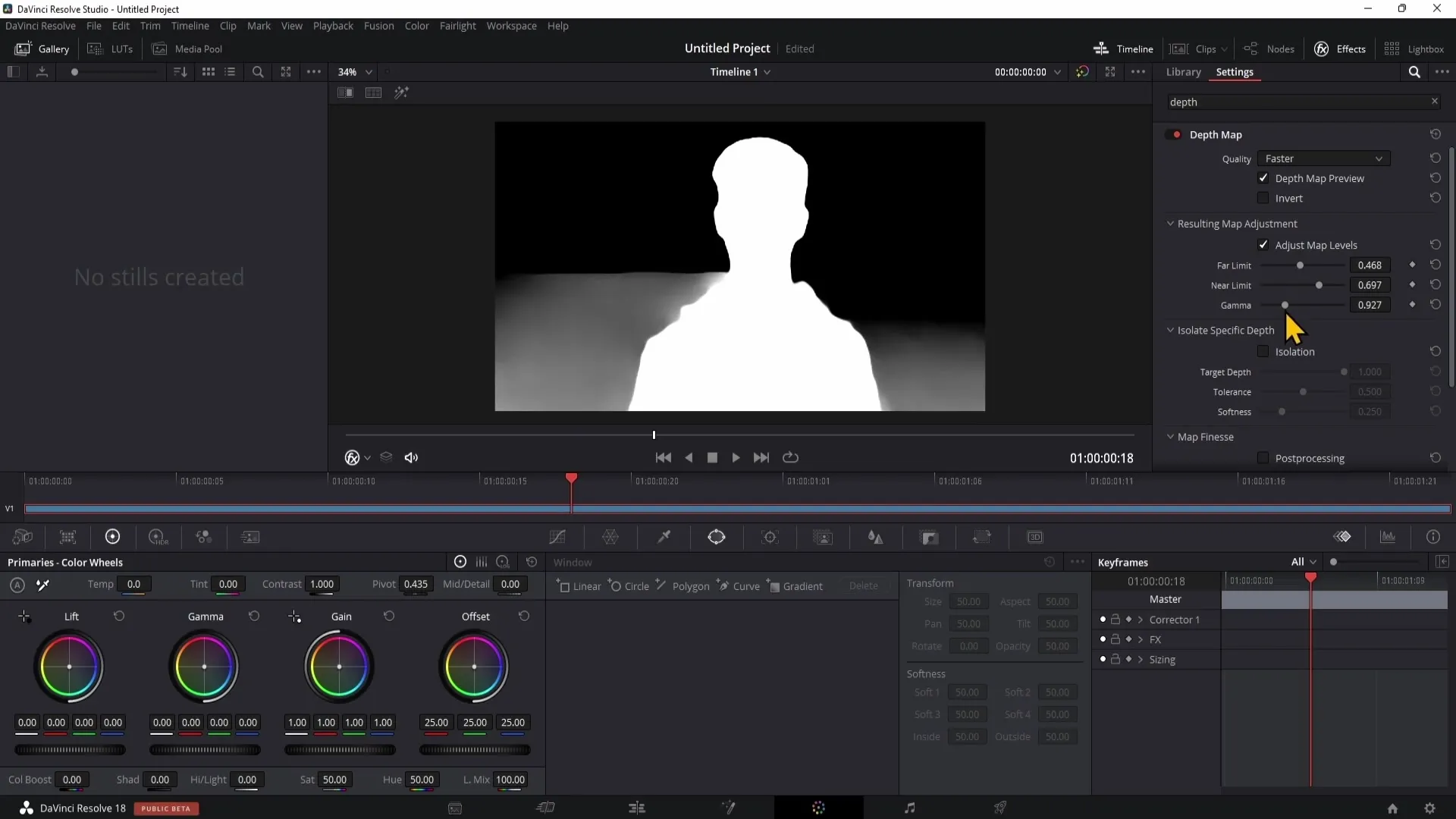 Kreativní efekty s mapou hloubky v programu DaVinci Resolve