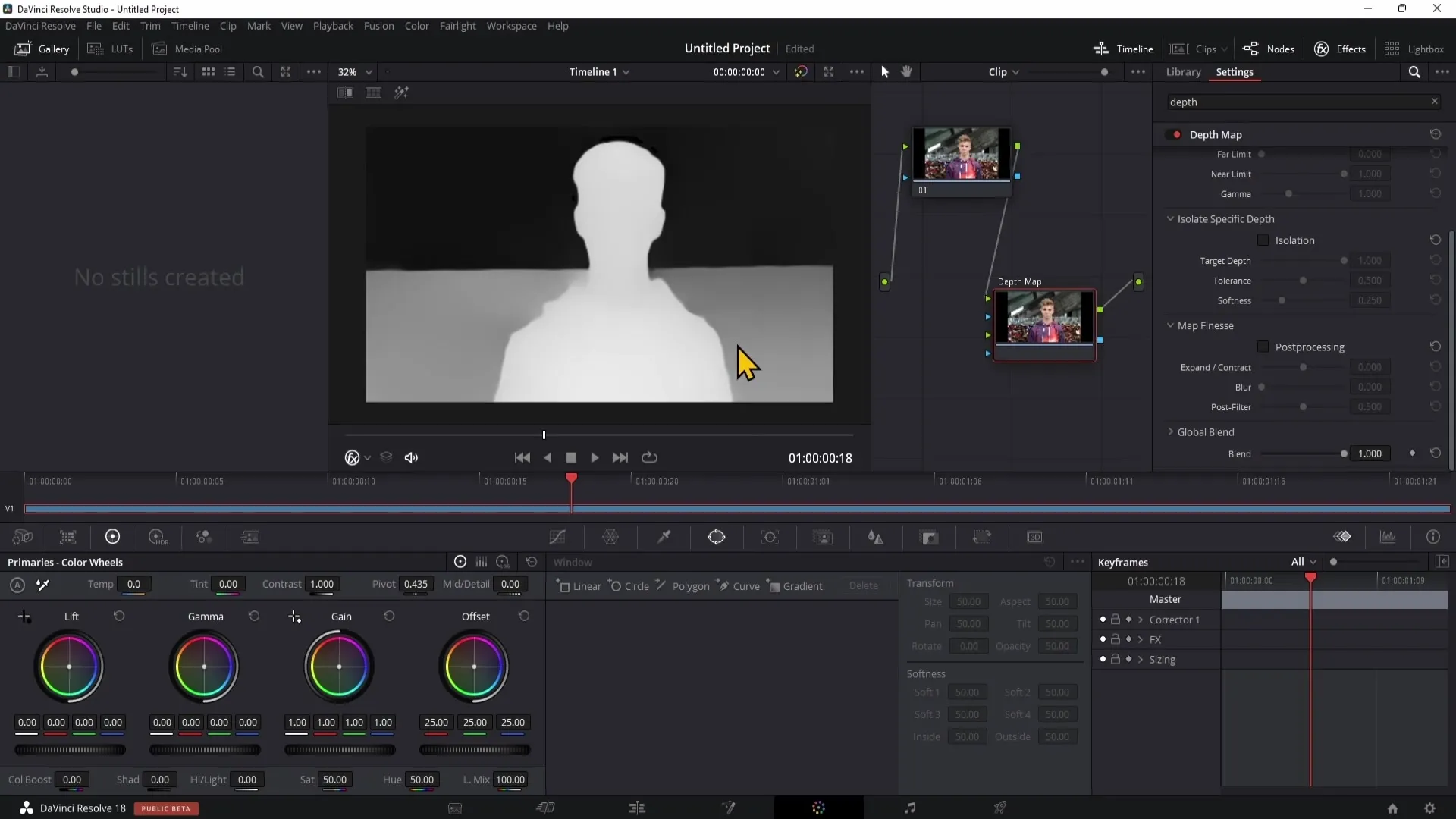 Kreativní efekty s hloubkovou mapou v programu DaVinci Resolve