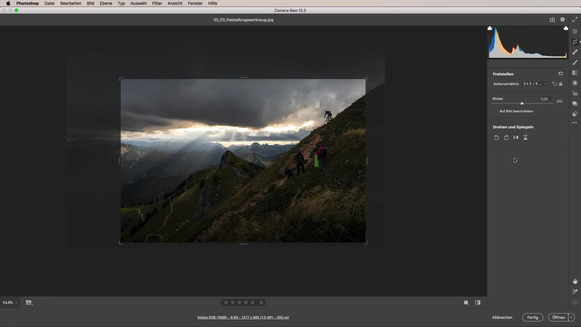 Compoziție optimă a imaginii prin decupare în Camera Raw