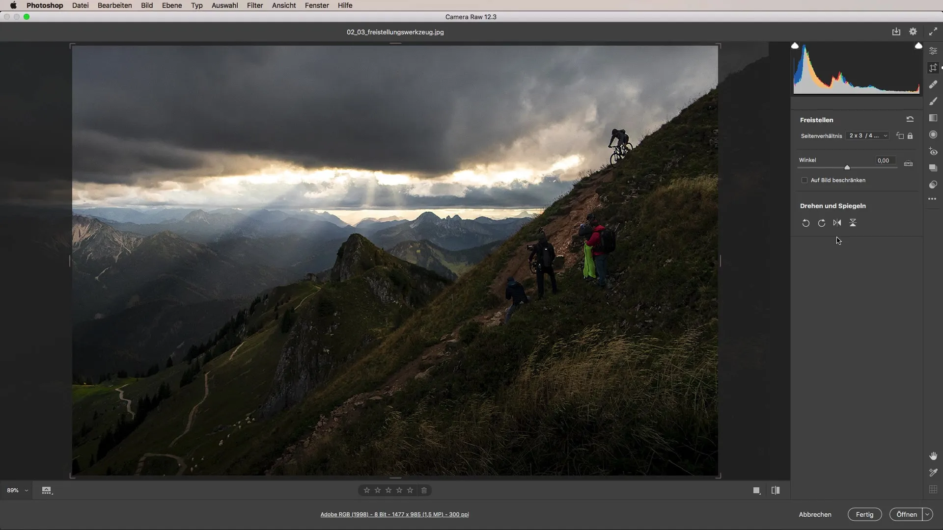 Compoziție optimă a imaginii prin tăiere în Camera Raw