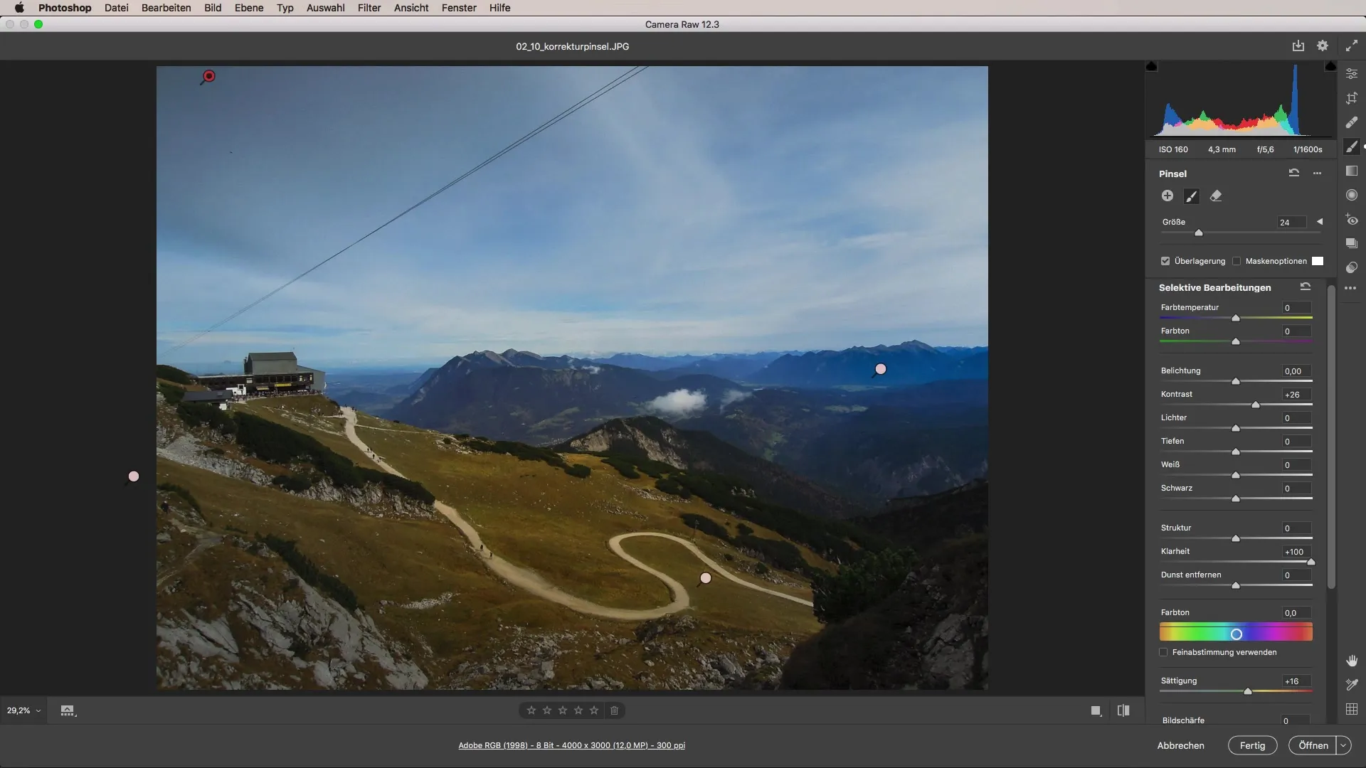 Effektiver Einsatz des Korrekturpinsels in Adobe Camera Raw