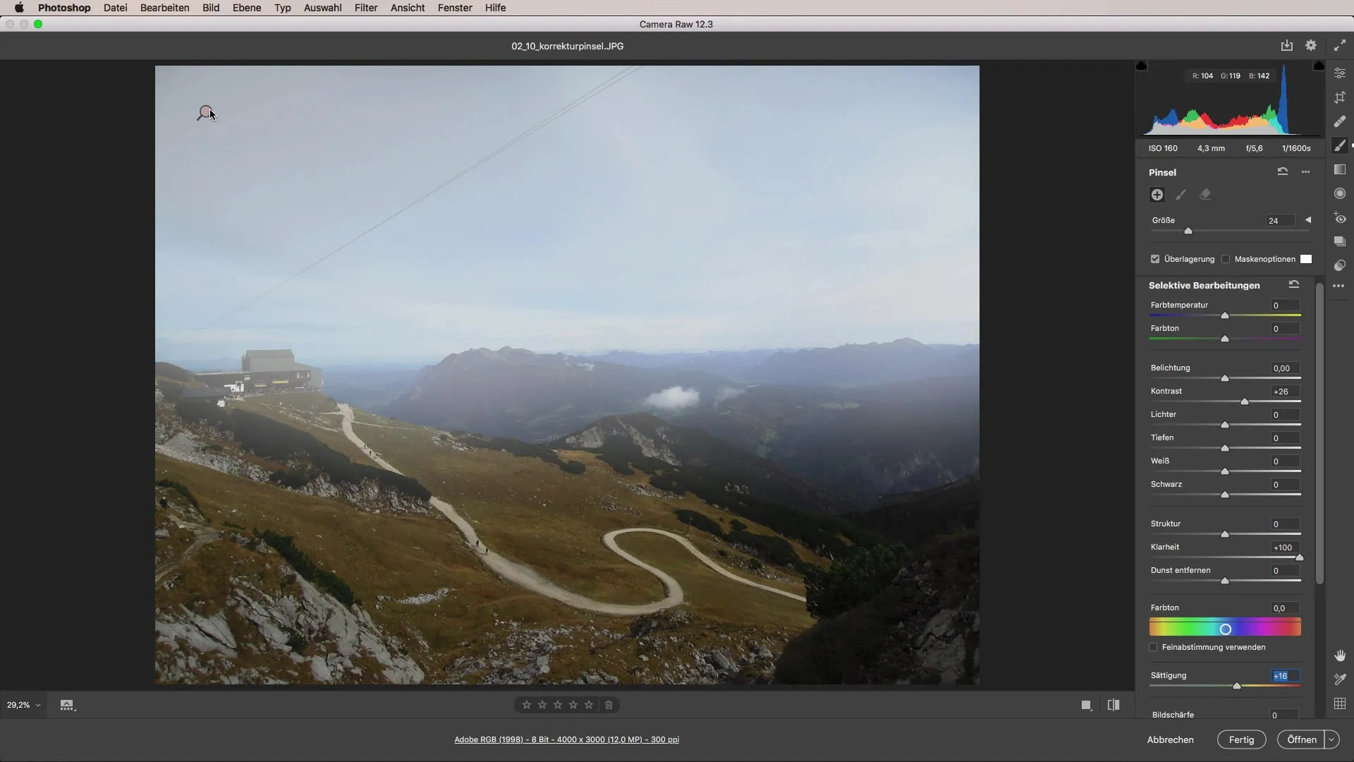 Effektiver Einsatz des Korrekturpinsels in Adobe Camera Raw