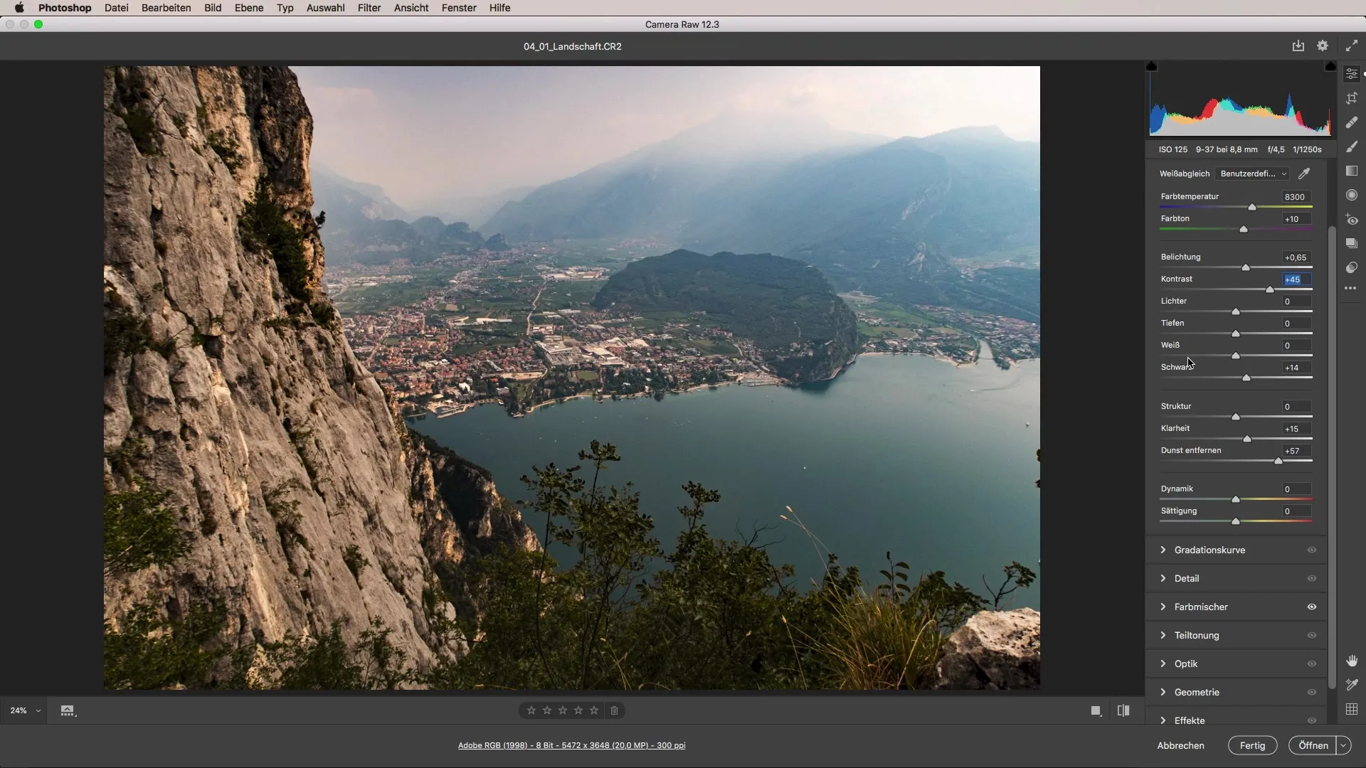 Optimization of your landscape shot with Camera Raw