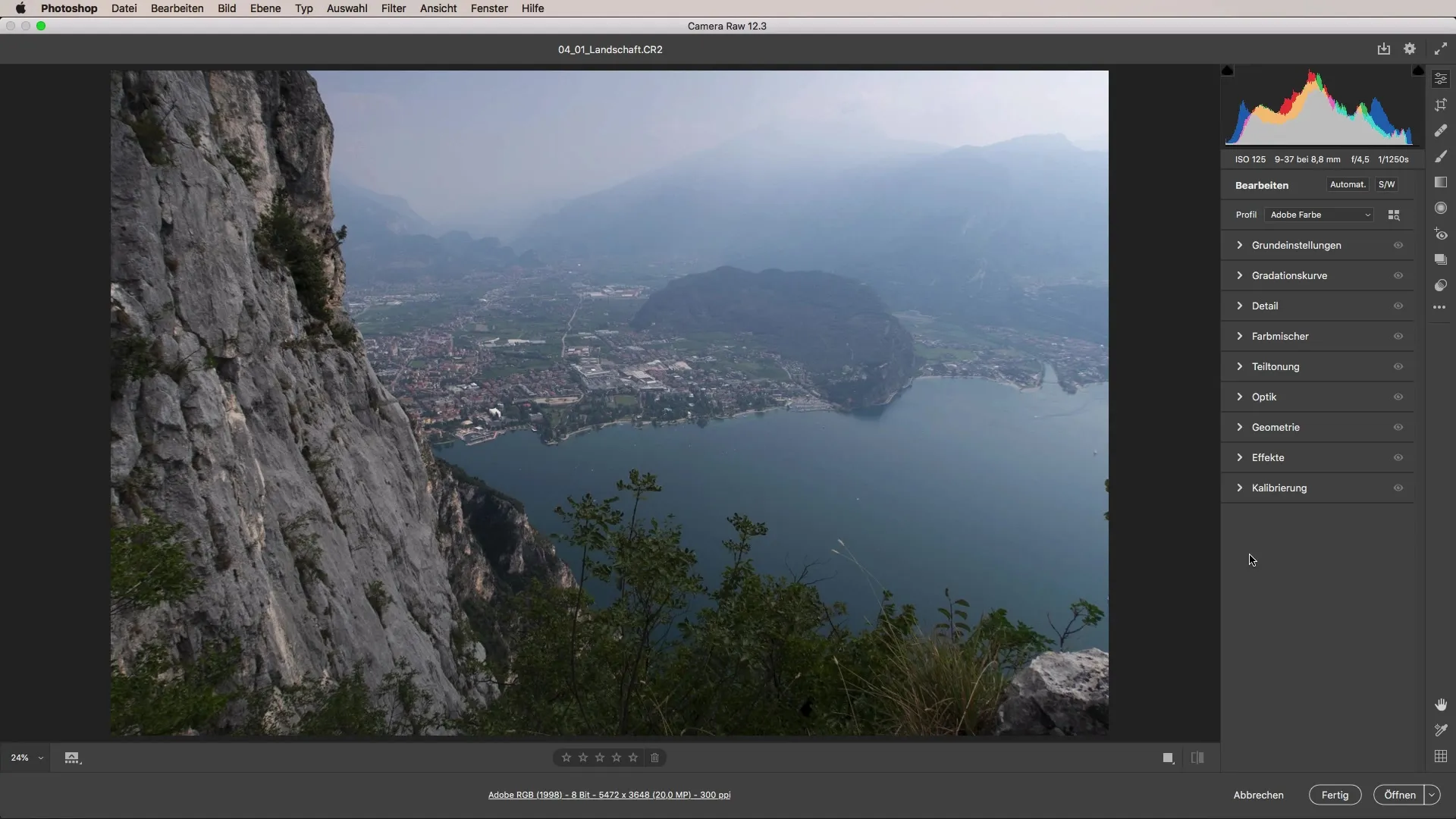 Optimization of your landscape photo with Camera Raw