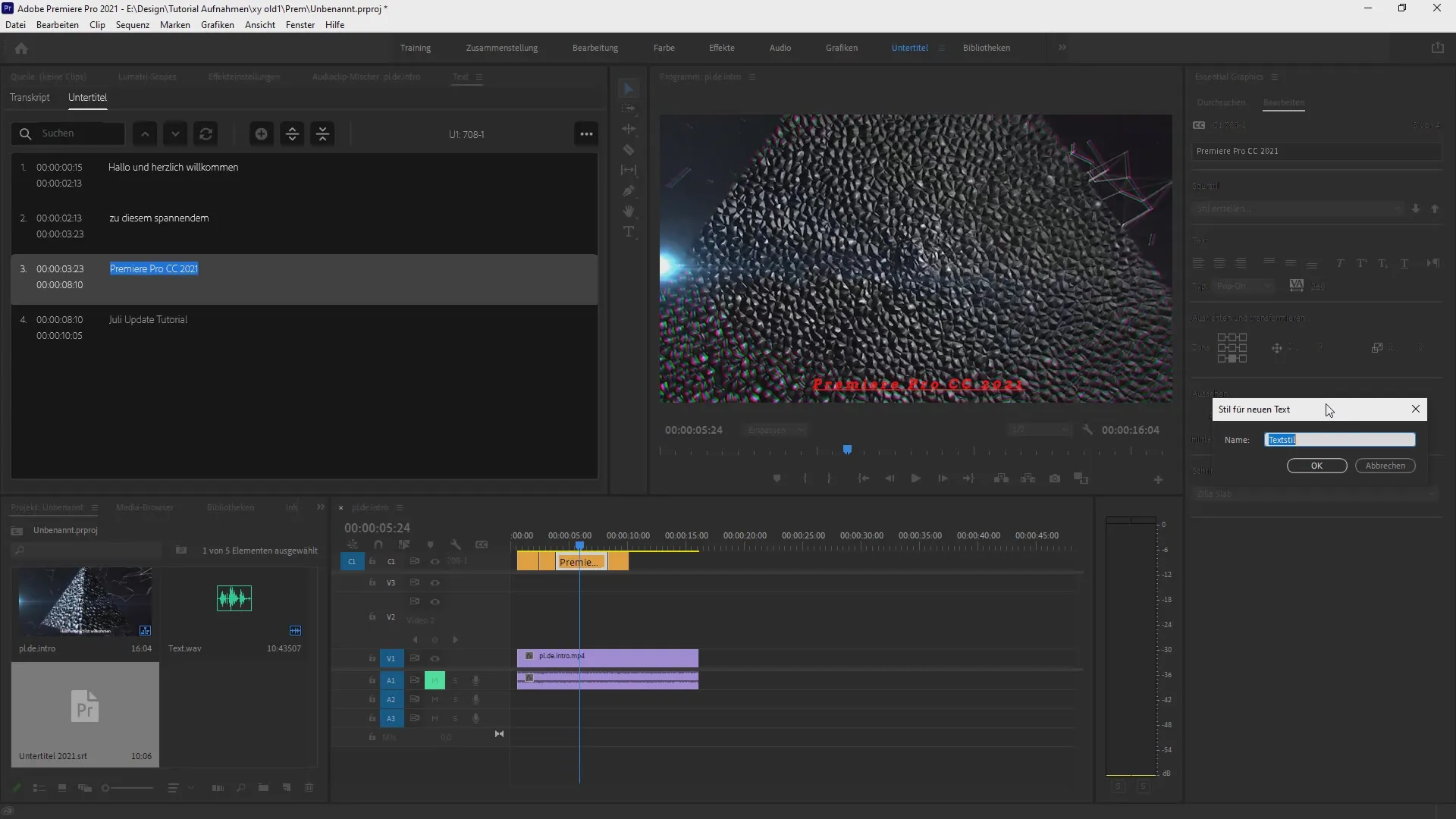 Membuat subtitle yang bergaya di Premiere Pro CC Membuat subtitle yang stylish di Premiere Pro CC
