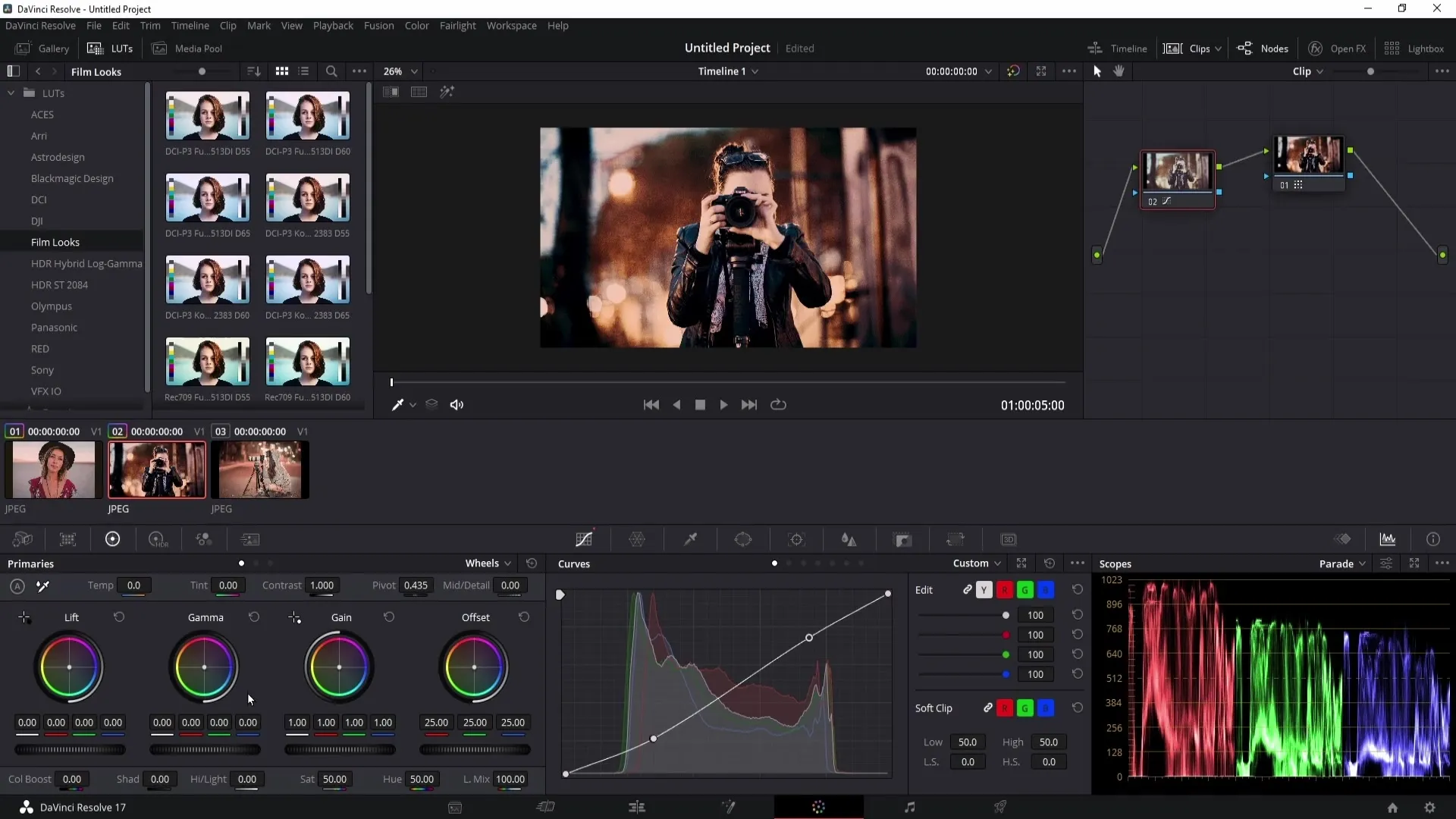 Přenést efekt barevné korekce do programu DaVinci Resolve efektivně