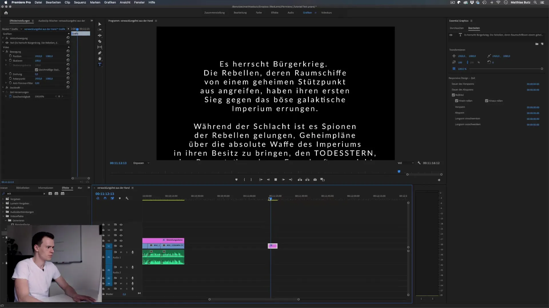 Abspann optimal erstellen in Premiere Pro