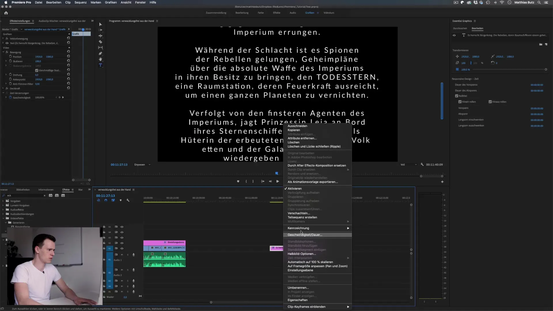 Abspann optimal erstellen in Premiere Pro