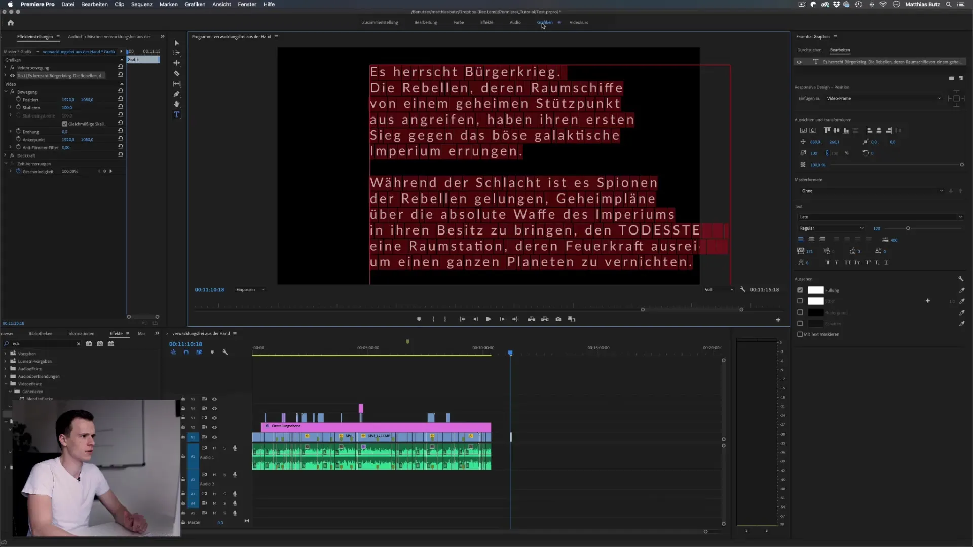 Abspann optimal erstellen in Premiere Pro
