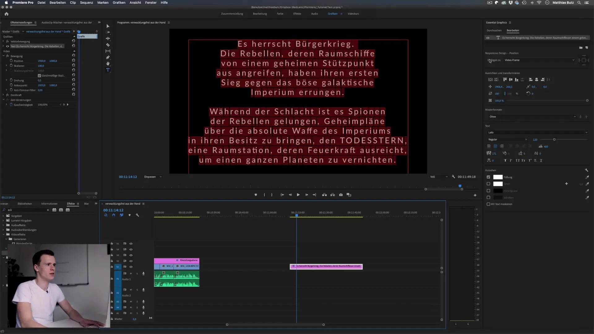 Abspann optimal erstellen in Premiere Pro