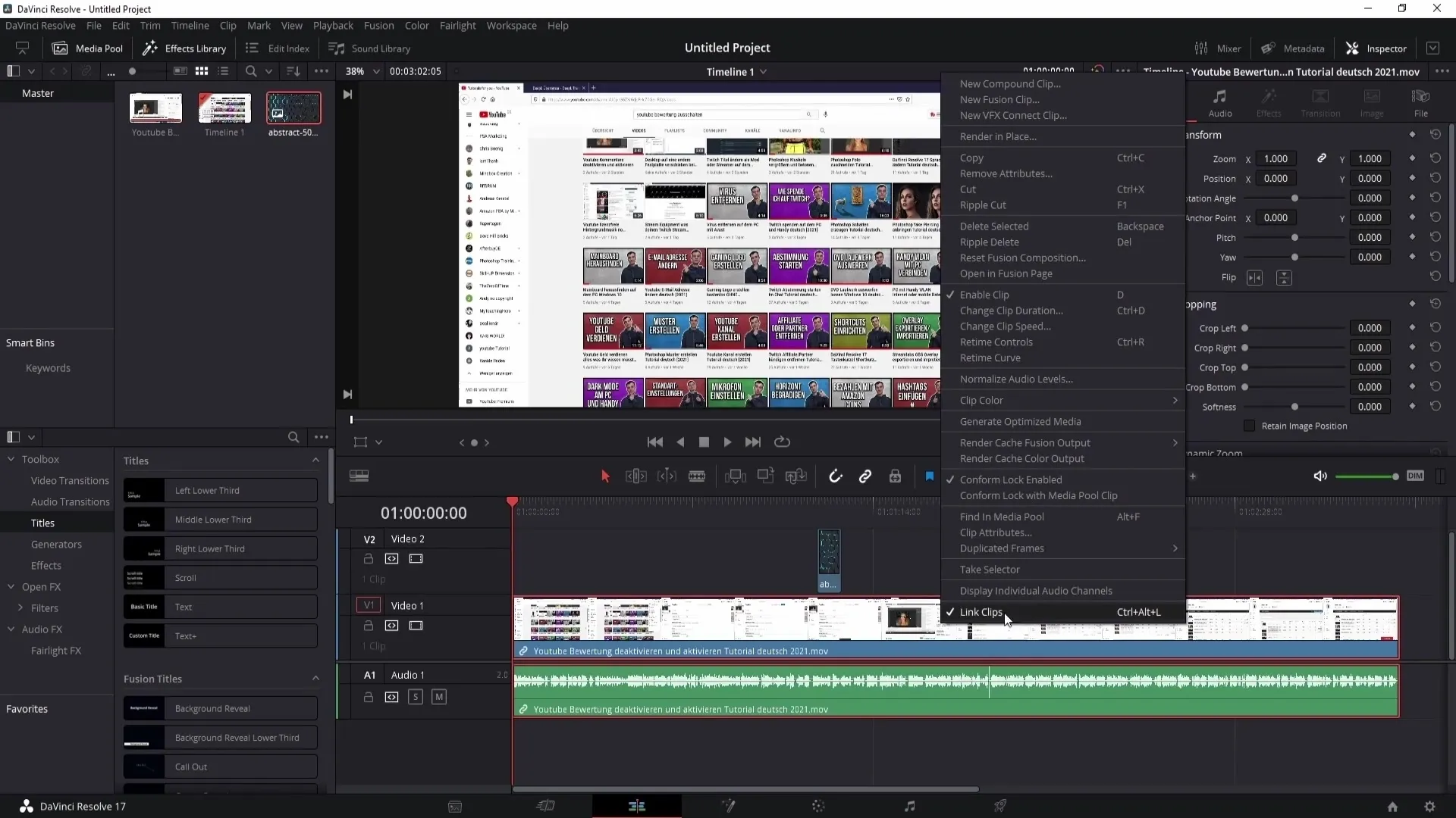 Oddělit audio od videa a spojit je v DaVinci Resolve