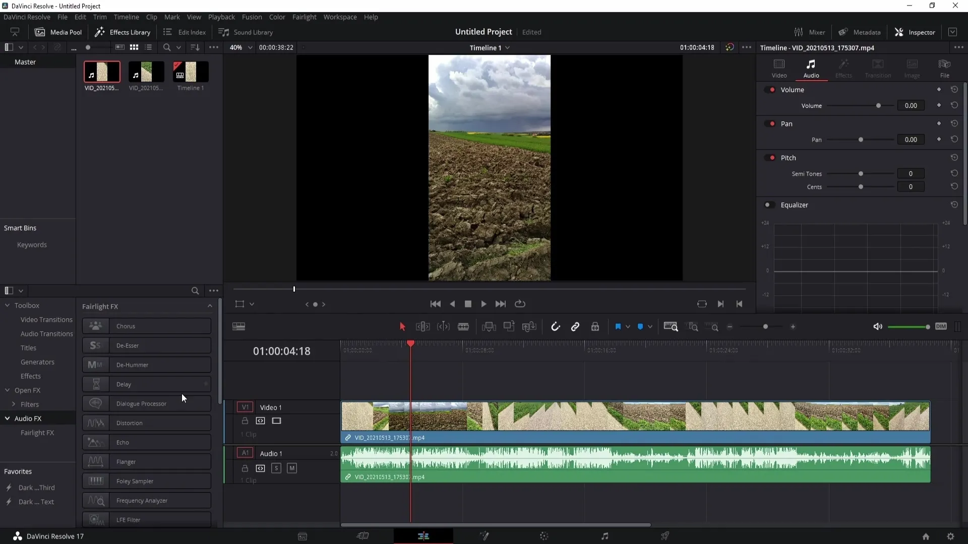 Zvuk větru efektivně redukovat v programu DaVinci Resolve