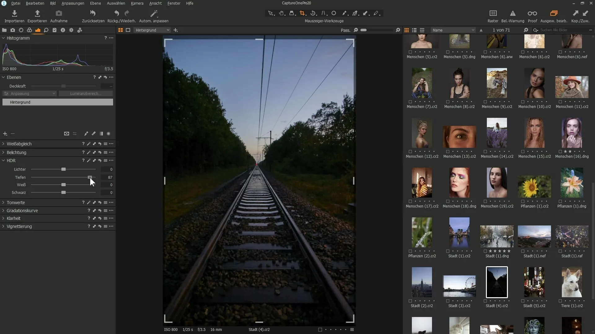 Optimisation du contraste et des détails avec le filtre HDR de Capture One Pro 20