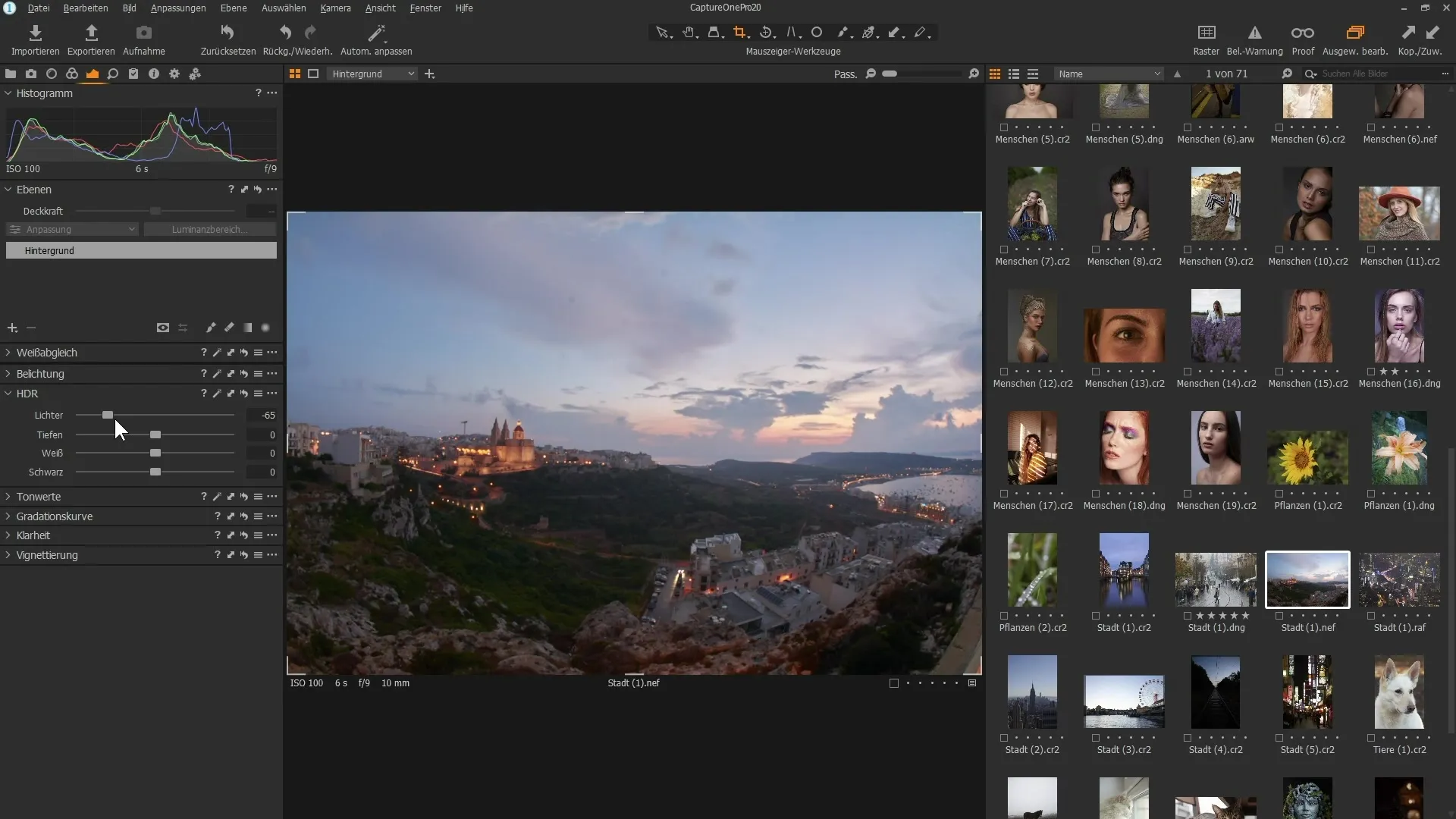 Optimisation du contraste et des détails avec le filtre HDR de Capture One Pro 20
