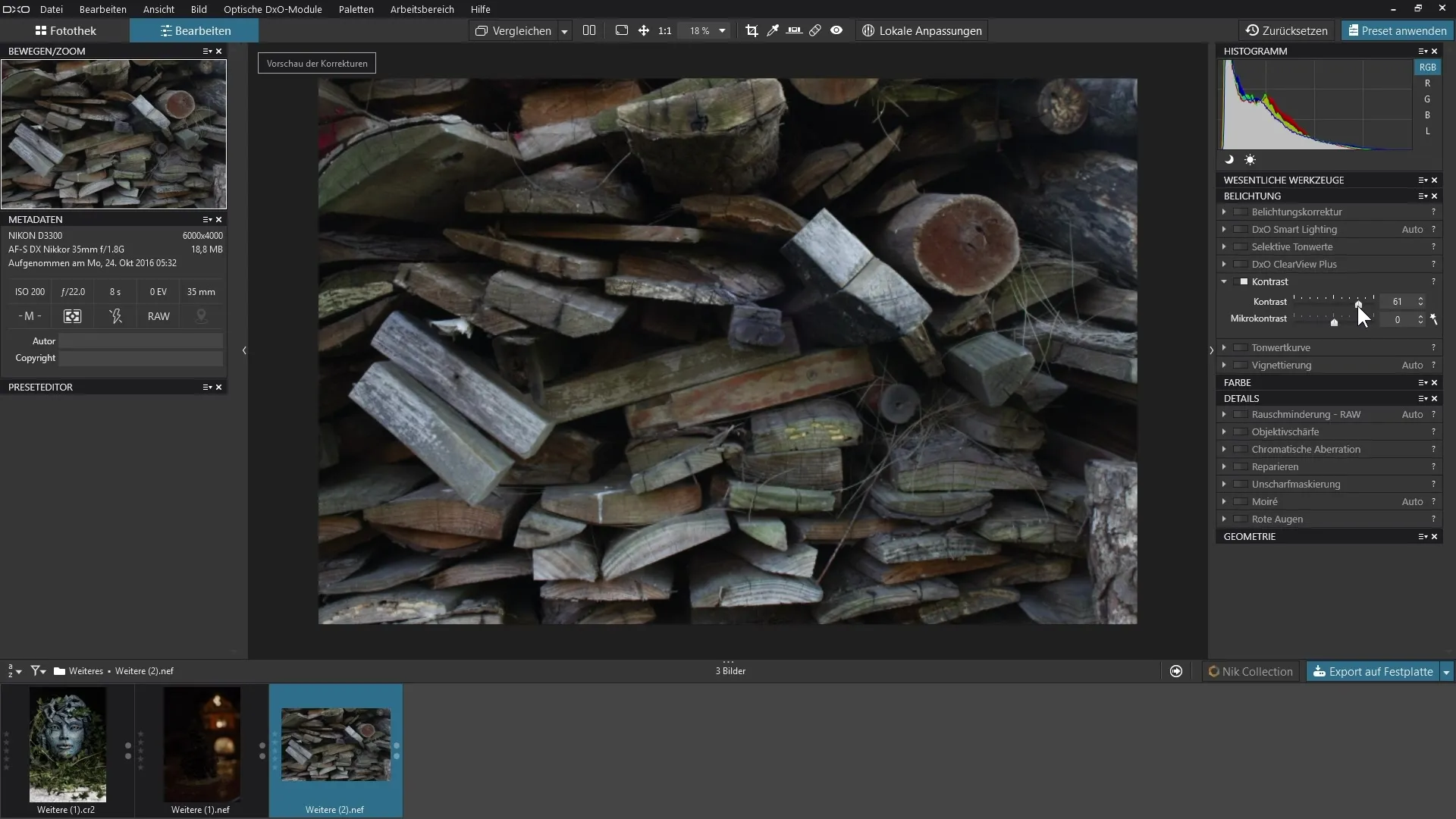 Kontrast-Optimierung in DxO PhotoLab 3