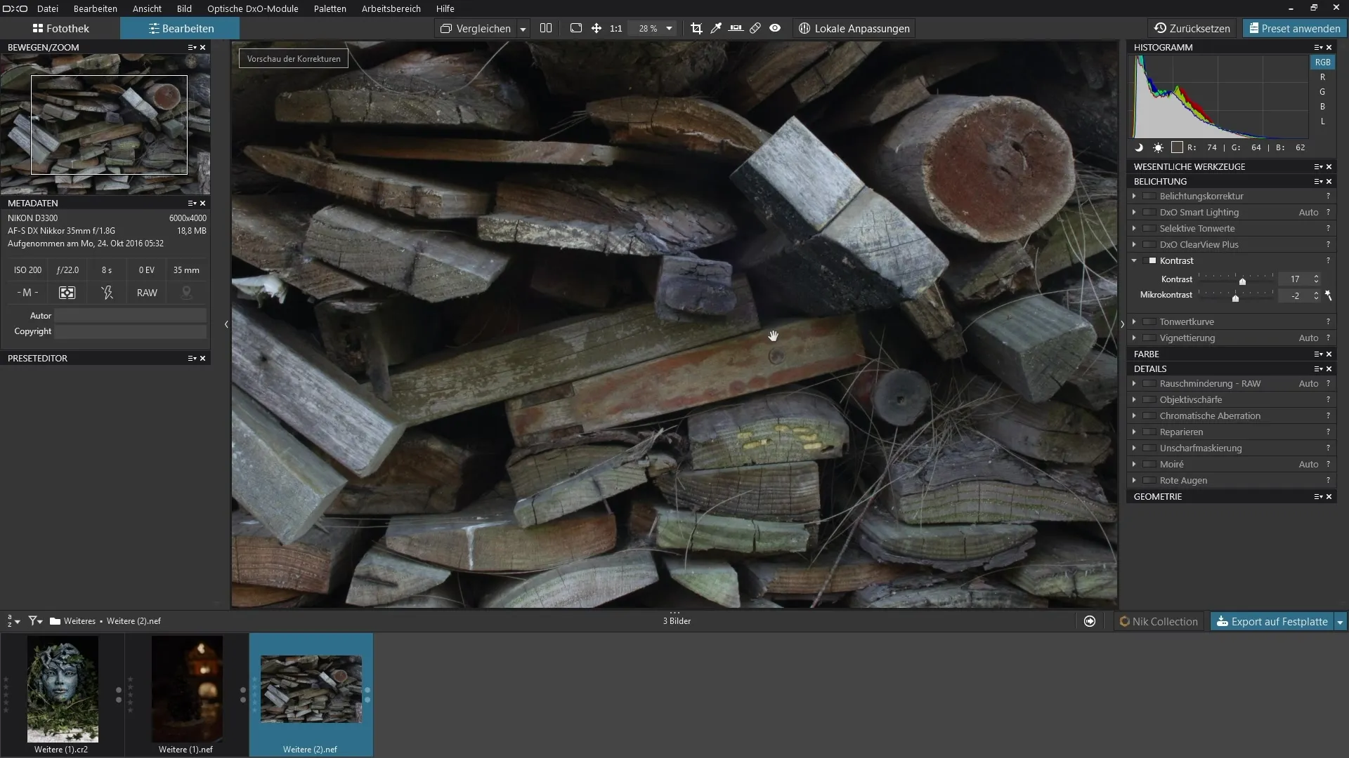 Kontrast-Optimierung in DxO PhotoLab 3
