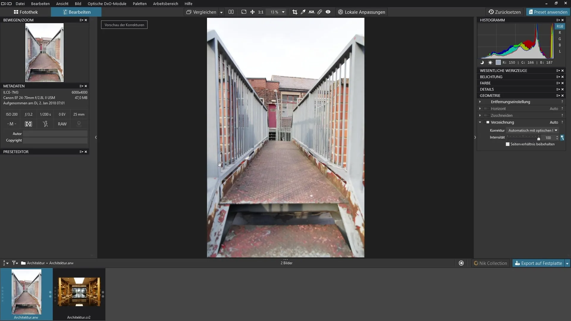 Effiziente Verzeichnungsanpassungen in DxO PhotoLab 3