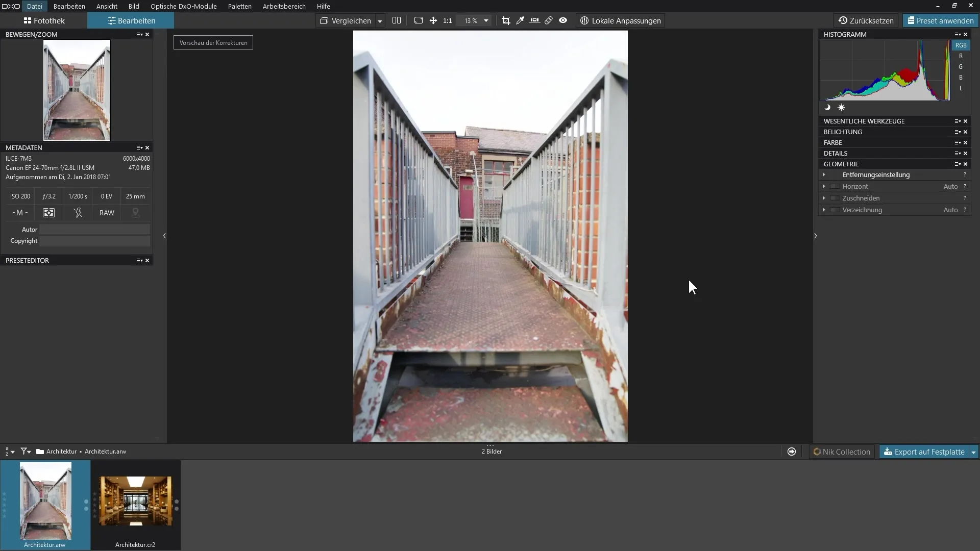 Effiziente Verzeichnungsanpassungen in DxO PhotoLab 3