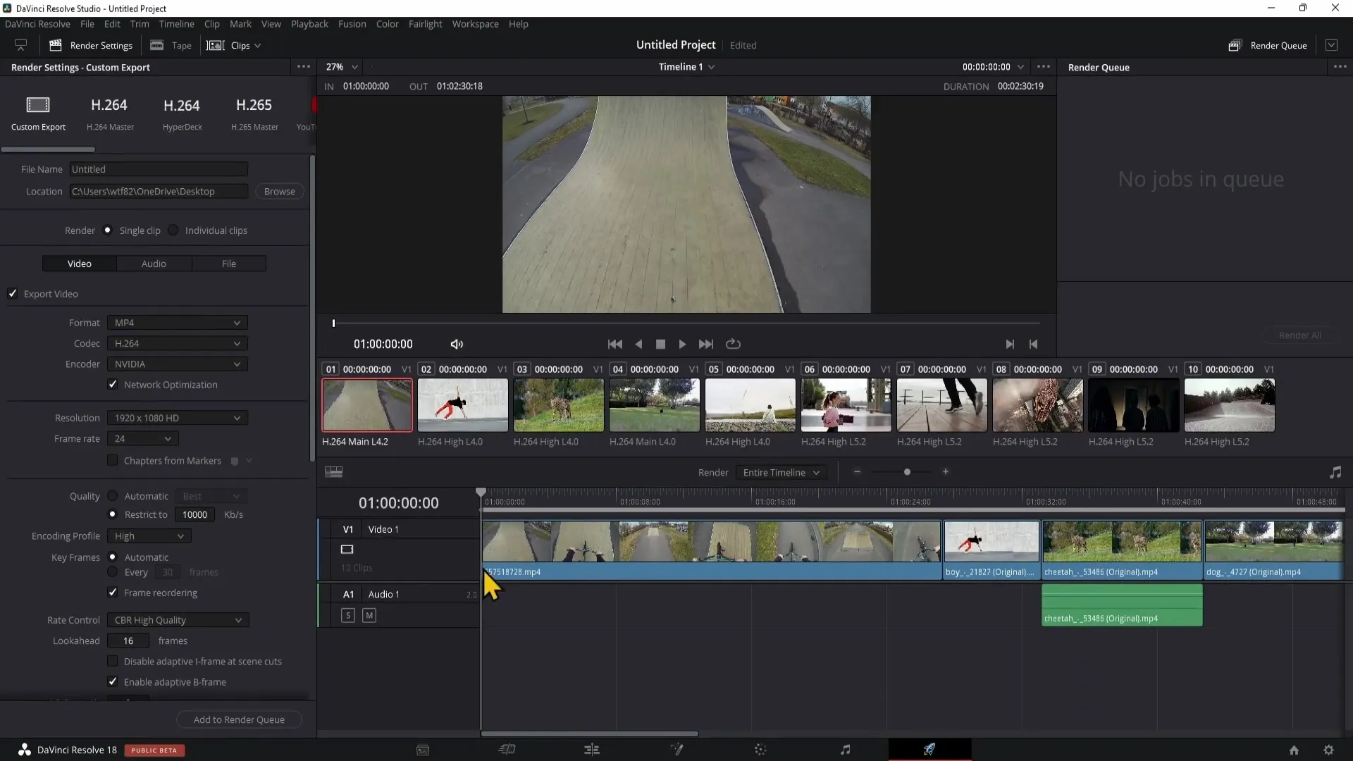 DaVinci Resolve: Export více klipů efektivně
