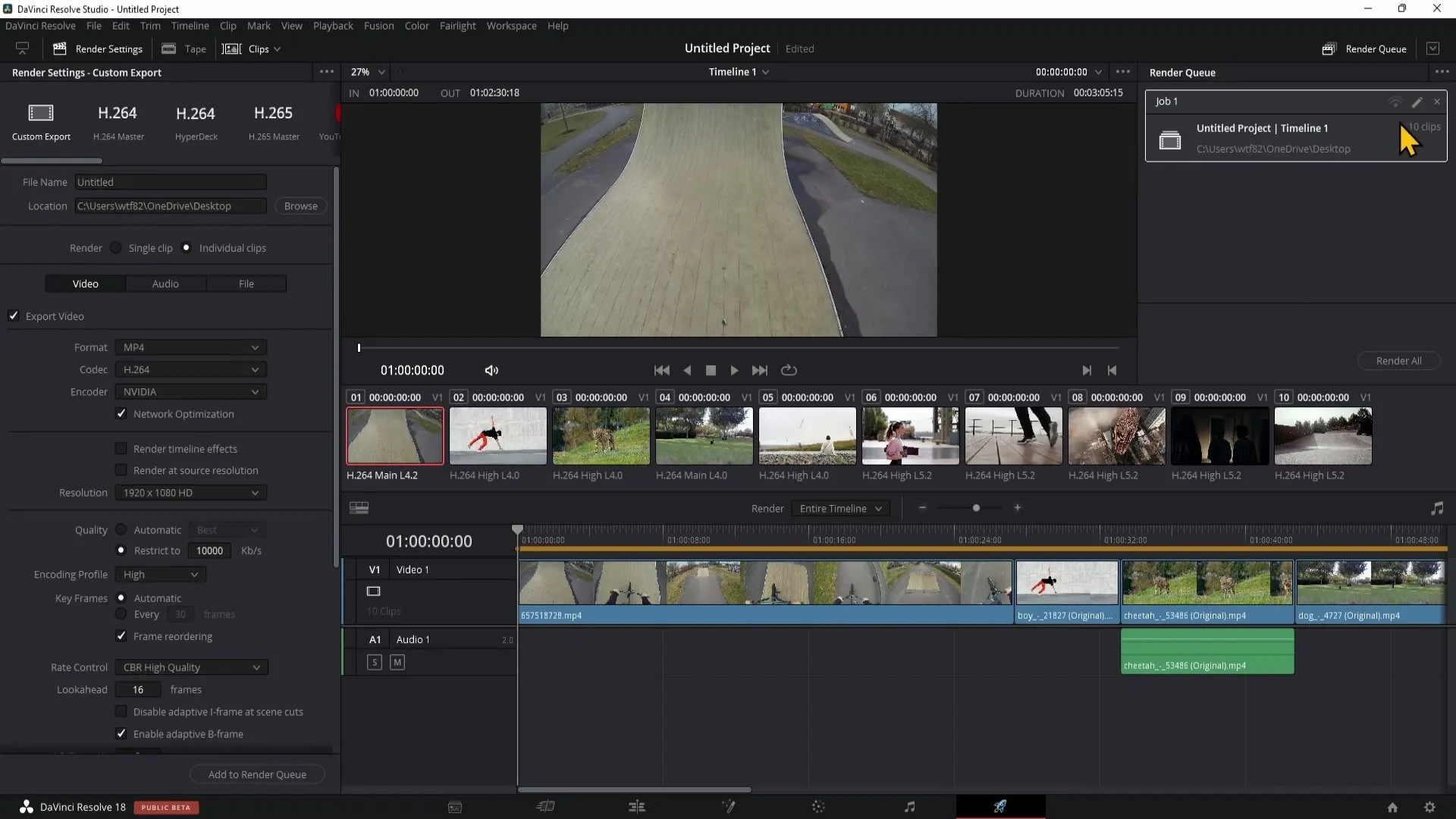 DaVinci Resolve: Export více klipů efektivně