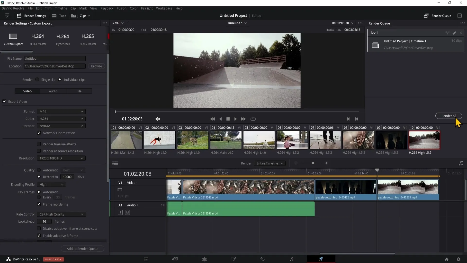DaVinci Resolve: Export více klipů efektivně