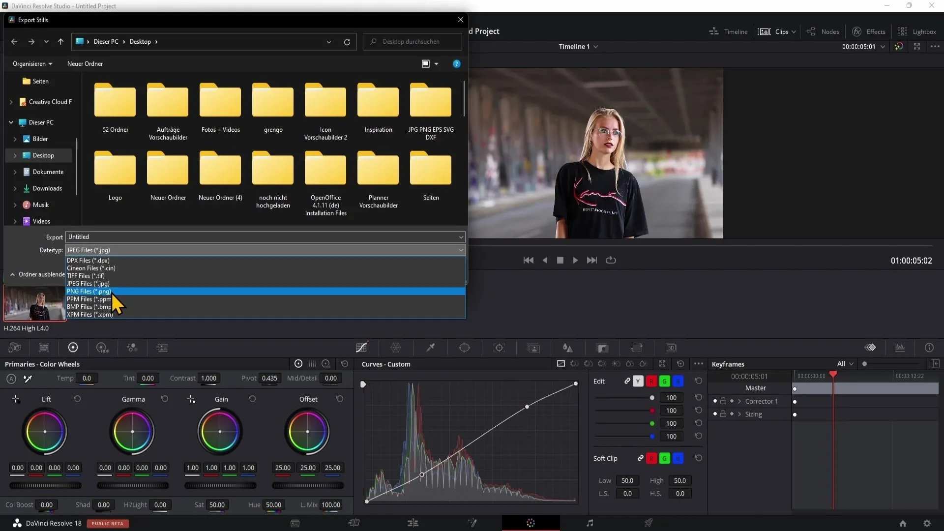 Kroky k exportu obraze v programu DaVinci Resolve