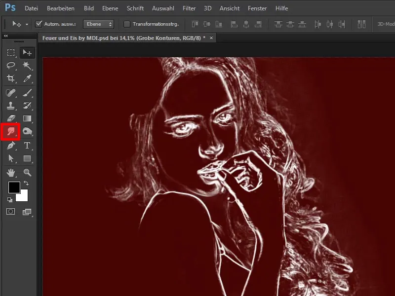 Photoshop composing - Fire and ice - Part 03: Wiping fire into the image