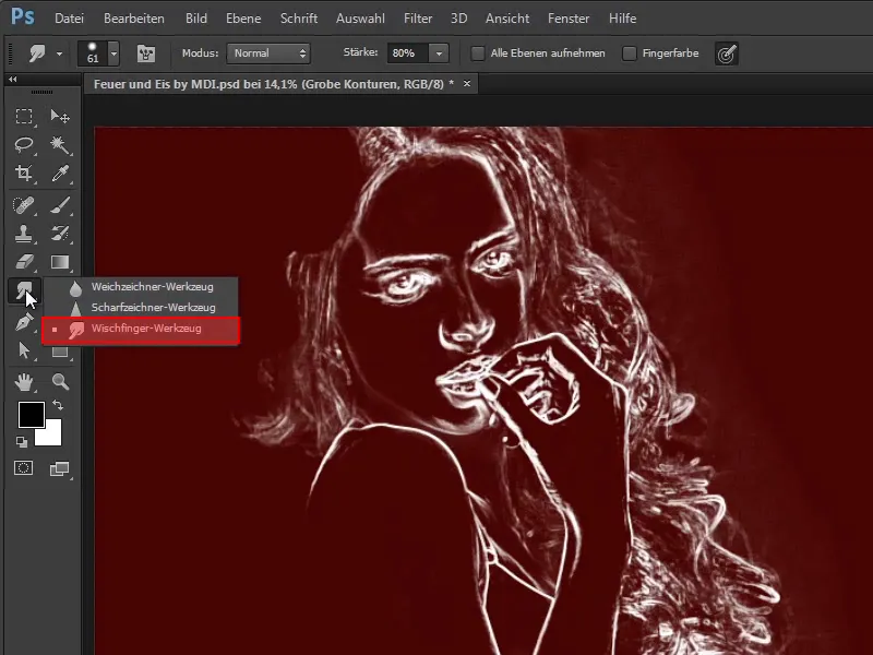Photoshop composing - Fire and ice - Part 03: Wiping fire into the image