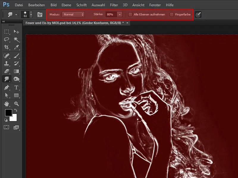 Photoshop composing - Fire and ice - Part 03: Wiping fire into the image