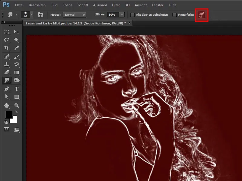 Photoshop composing - Fire and ice - Part 03: Wiping fire into the image