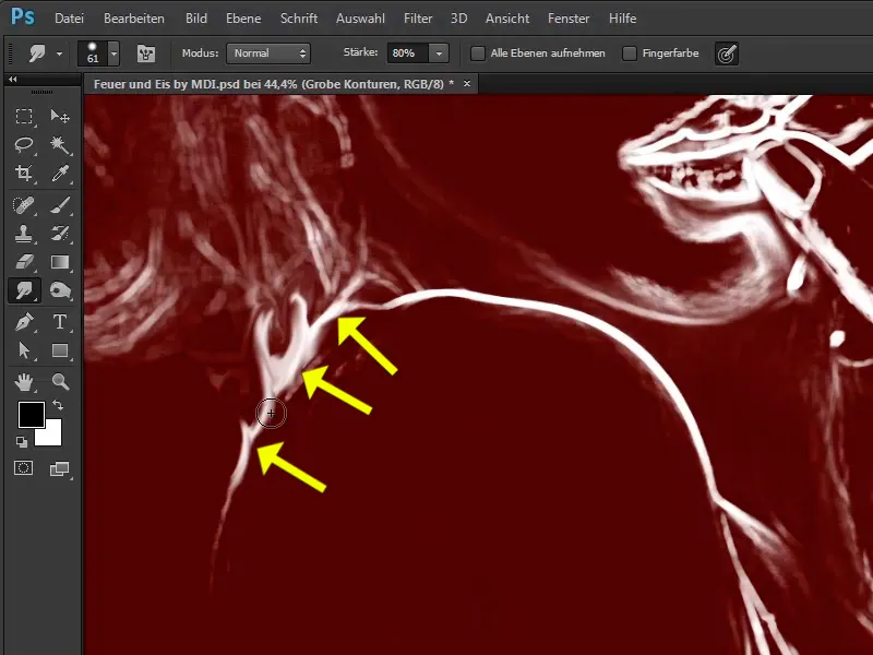 Photoshop composing - Fire and ice - Part 03: Wiping fire into the image