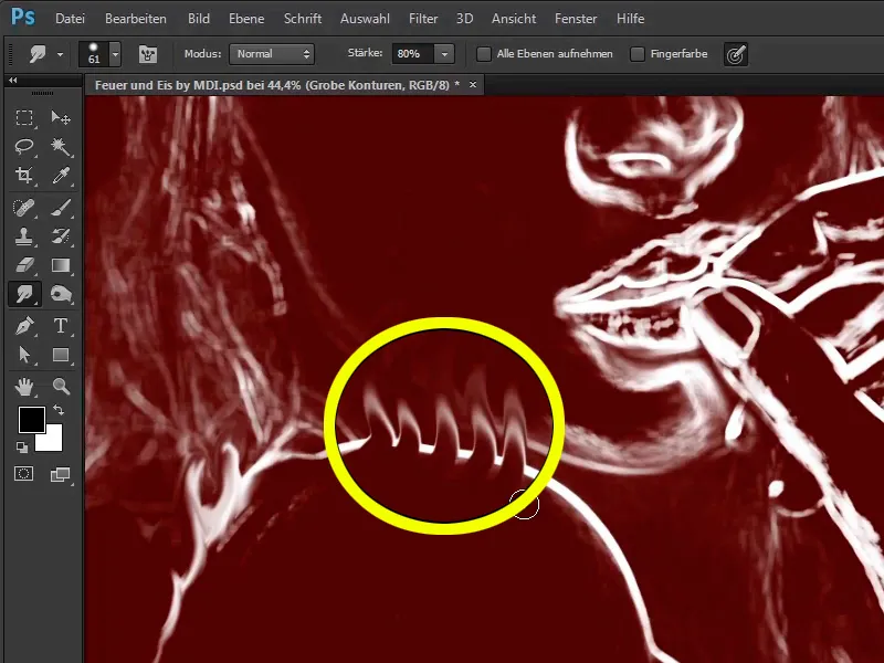 Photoshop composing - Fire and ice - Part 03: Wiping fire into the image