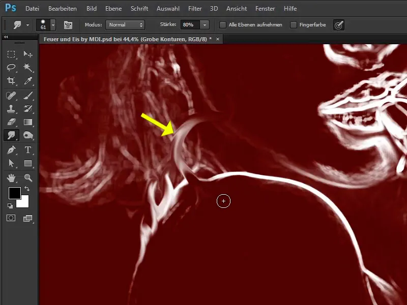 Photoshop composing - Fire and ice - Part 03: Wiping fire into the image