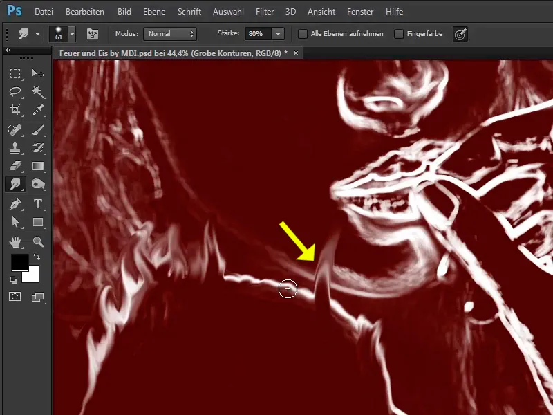 Photoshop composing - Fire and ice - Part 03: Wiping fire into the image