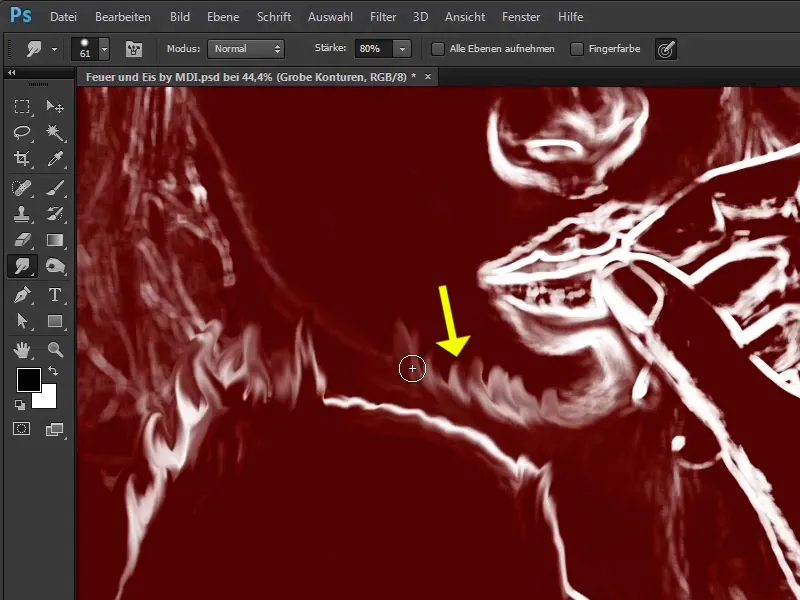 Photoshop composing - Fire and ice - Part 03: Wiping fire into the image
