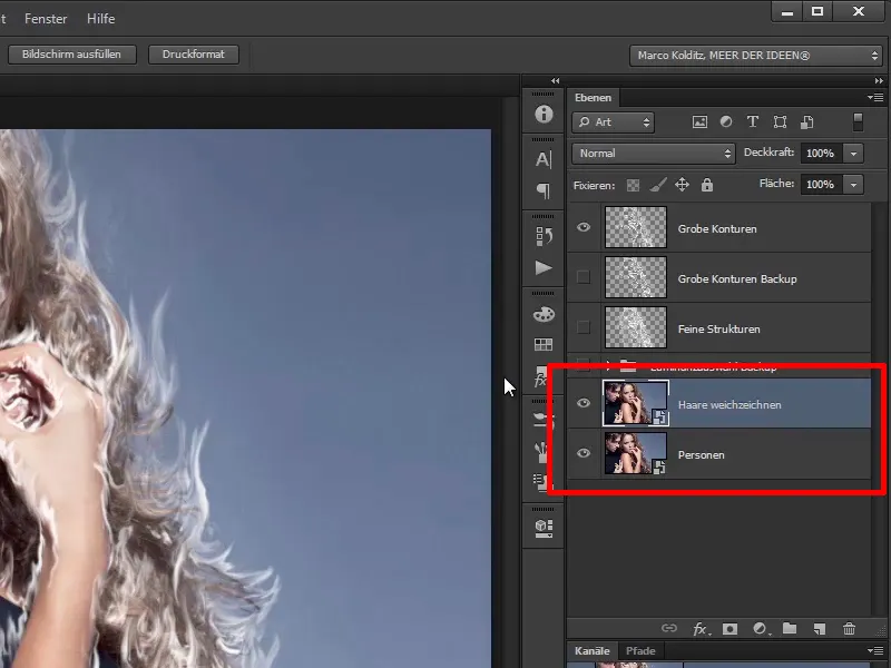 Photoshop composing - Fire and ice - Part 03: Wiping fire into the image