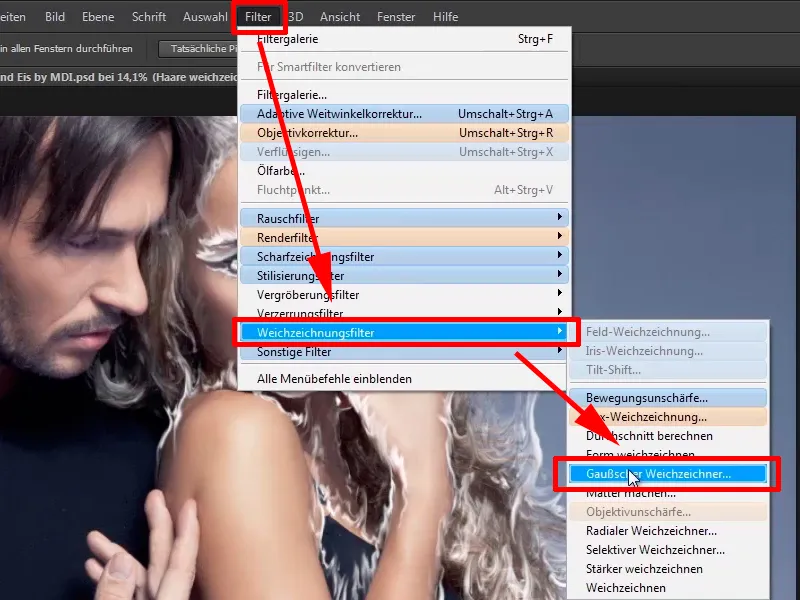 Photoshop composing - Fire and ice - Part 03: Wiping fire into the image