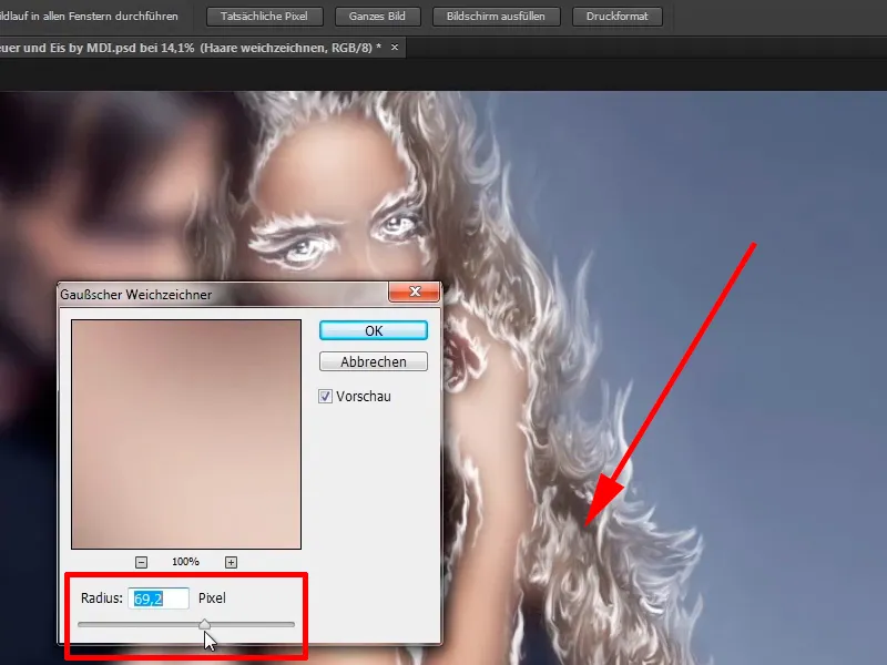 Photoshop composing - Fire and ice - Part 03: Wiping fire into the image