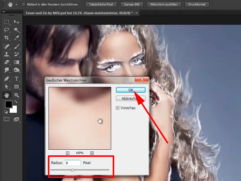Photoshop composing - Fire and ice - Part 03: Wiping fire into the image